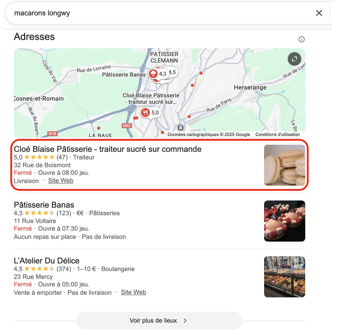 preuve résultat seo pour mot-clés macarons